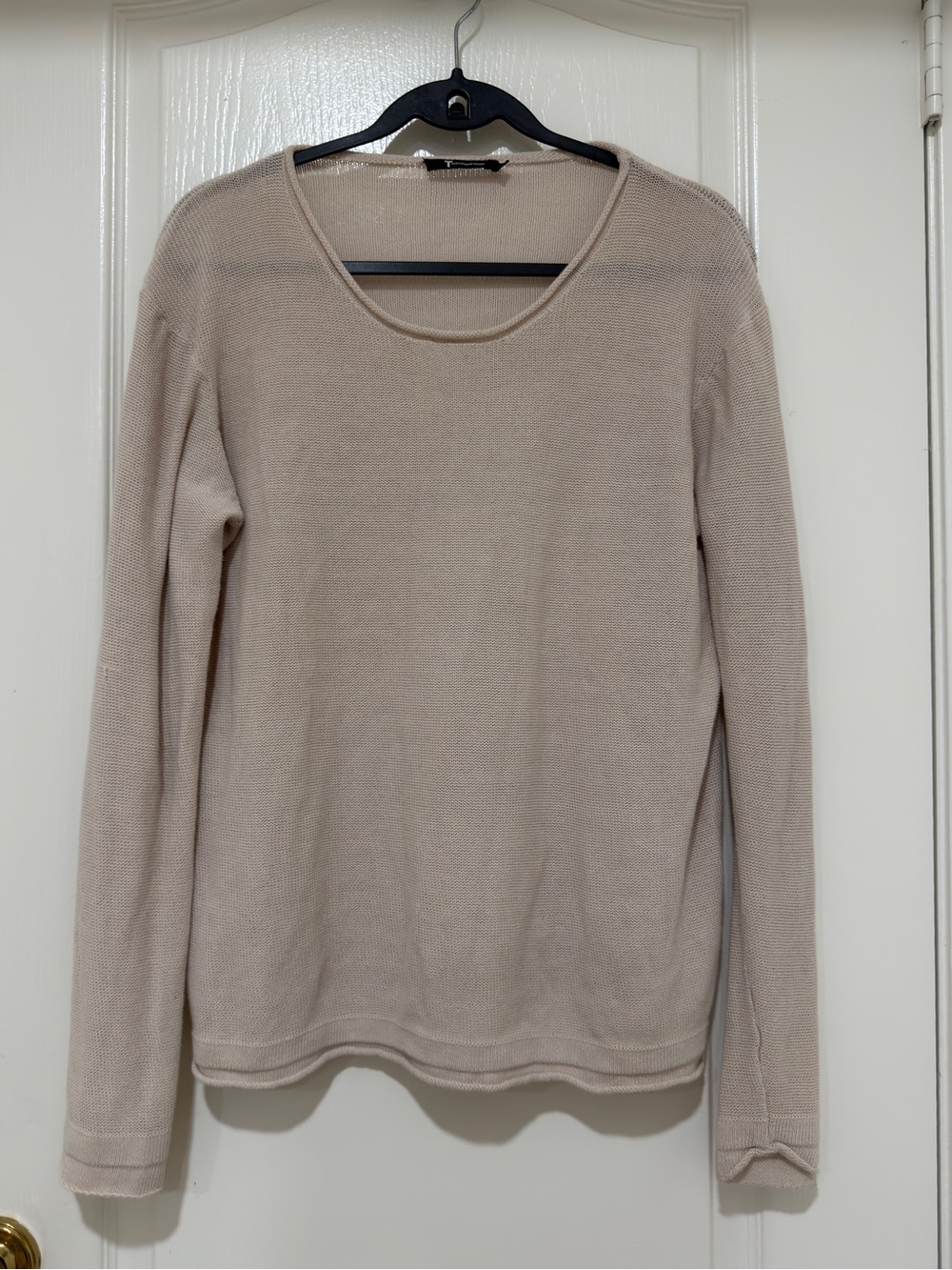 T by Alexander Wang Beige Sheer Knit Long Sleeve Top Lightweight Women's L